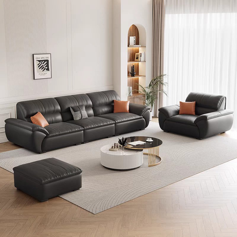 Modular Tonal Contrast Leather Sofa