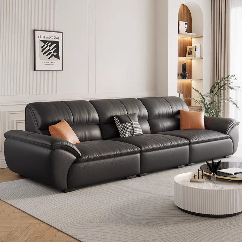 Modular Tonal Contrast Leather Sofa