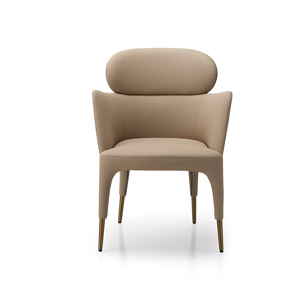 Modern Lounge Chair – Soft Slate Blue Upholstery with Gold-Tipped Tapered Legs – Curved Armrest Accent Chair for Living Room & Office