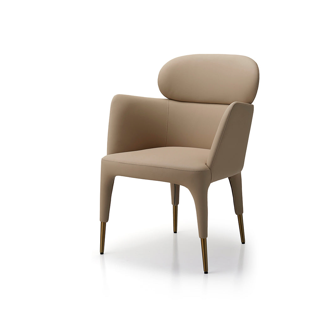 Modern Lounge Chair – Soft Slate Blue Upholstery with Gold-Tipped Tapered Legs – Curved Armrest Accent Chair for Living Room & Office