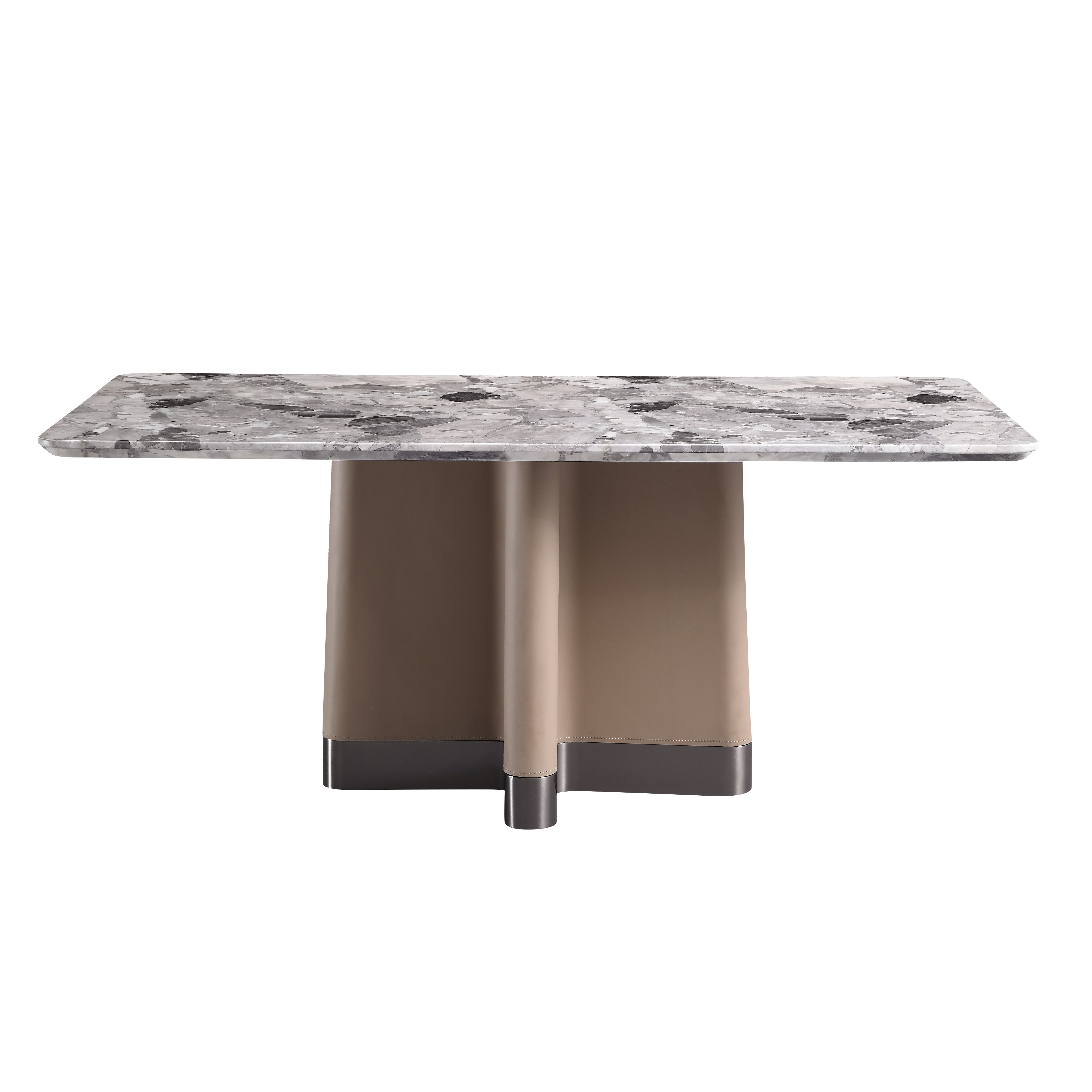 Urban Elegance Dining Table: Stainless Steel with Marble Top