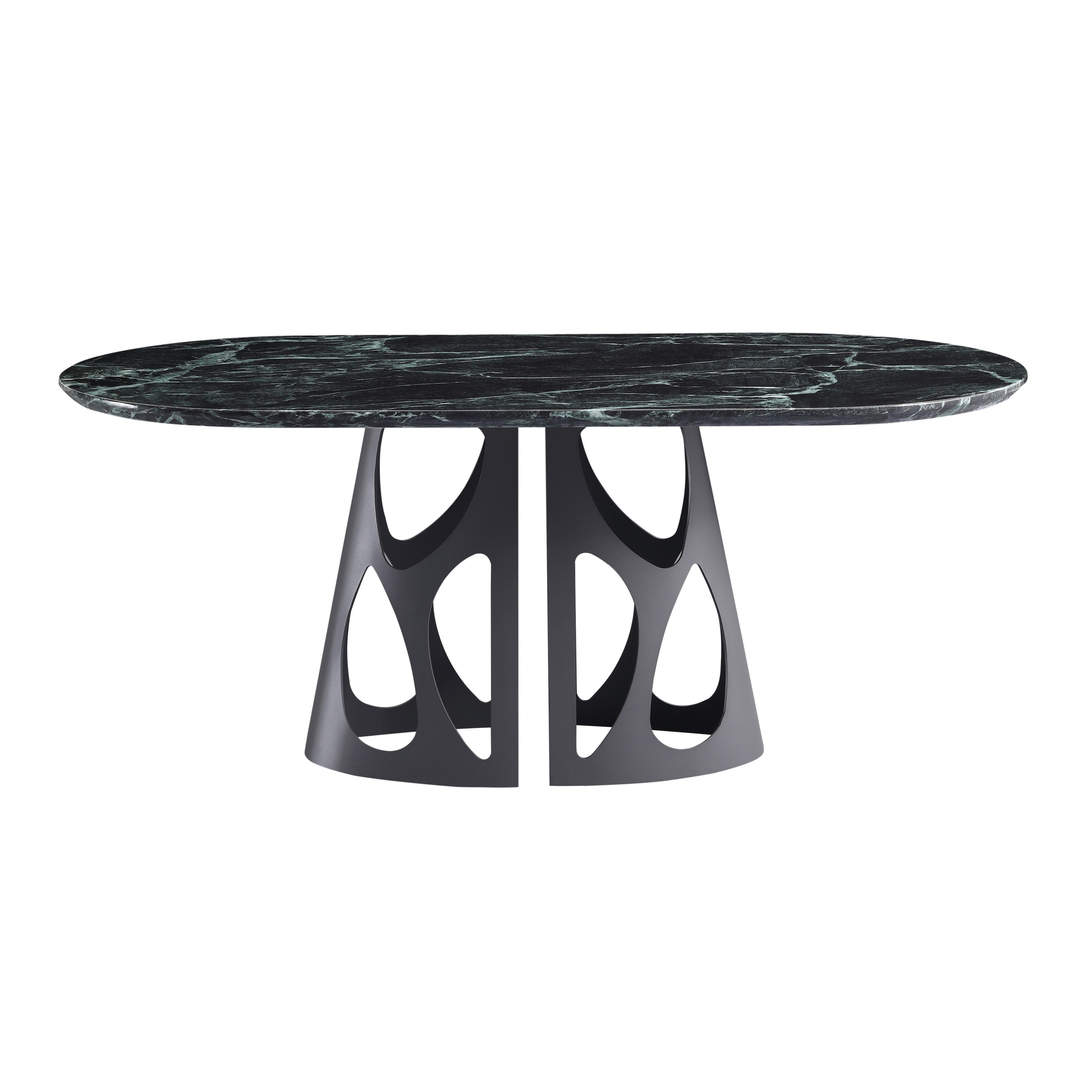 Urban Elegance Dining Table: Stainless Steel Base with Marble Top