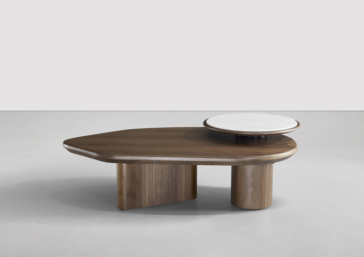 Eclipse Artisanal Coffee Table | Walnut & Marble-Tex Fusion