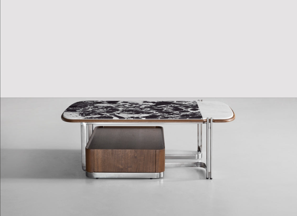 Zenith Modern Marble Coffee Table | Metal & Wood Fusion
