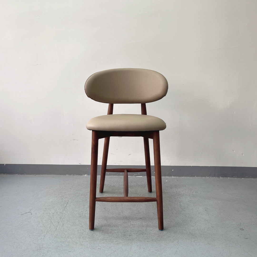Solid Wood Frame Leather Barstool