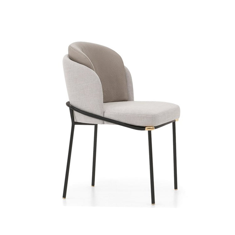 Beige Modern Lounge Chair – Black Metal Frame with Gold-Tipped Legs – Mid-Century Inspired Accent Chair for Living Room & Office