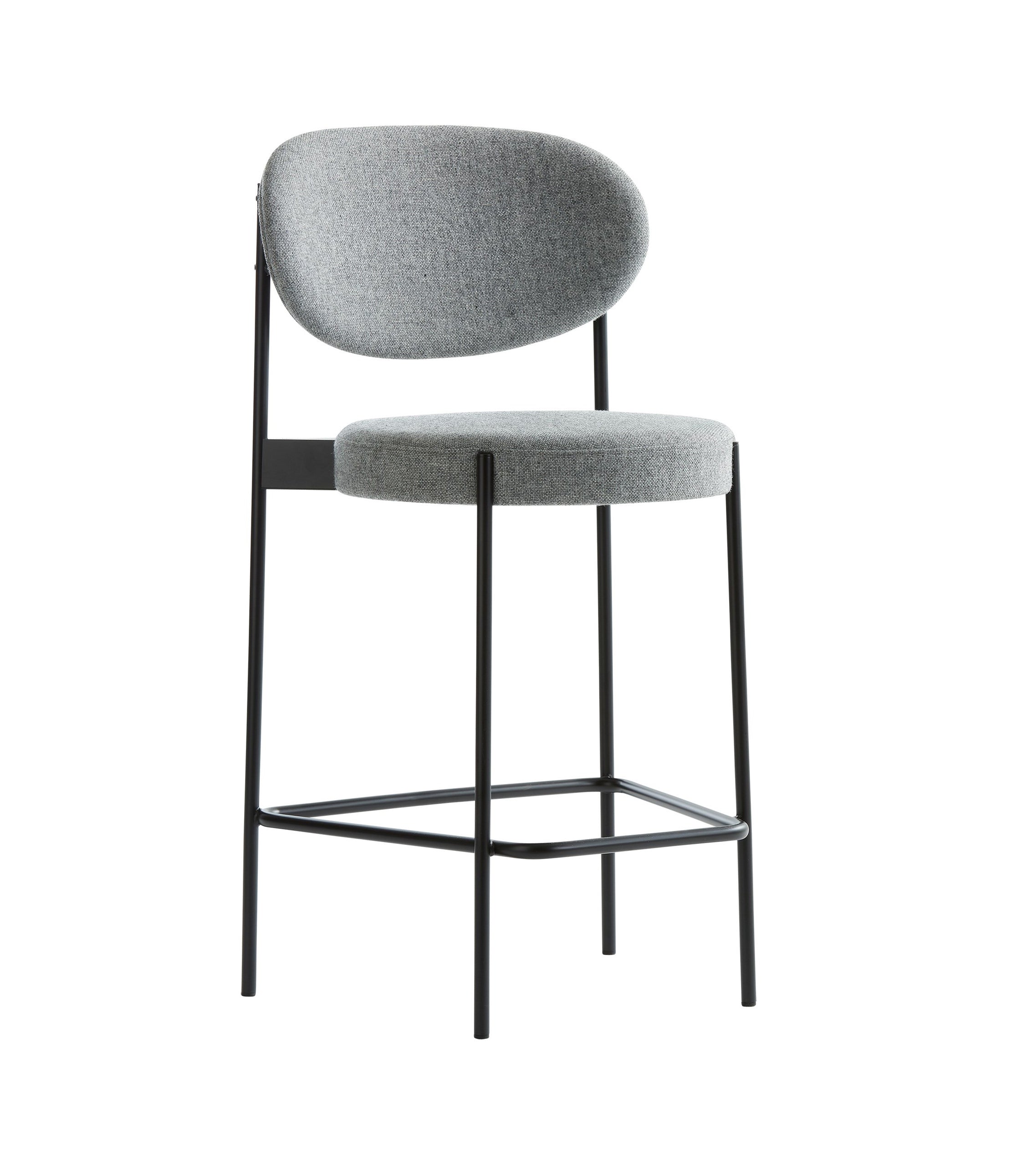 Modern Counter Stool - Gray Fabric Seat with Metal Frame