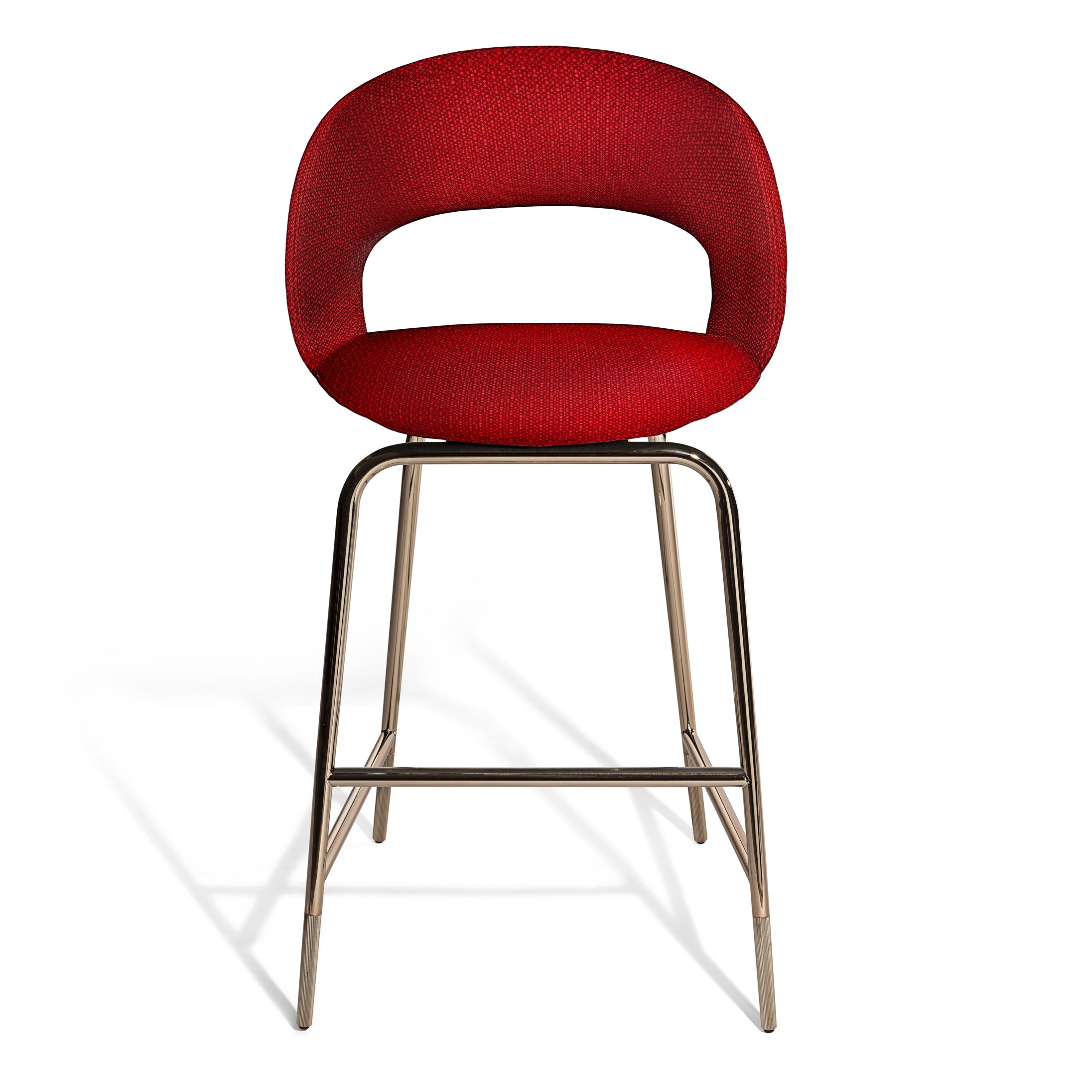 Emerald Green Bar Stool - Rose Gold Metal Frame