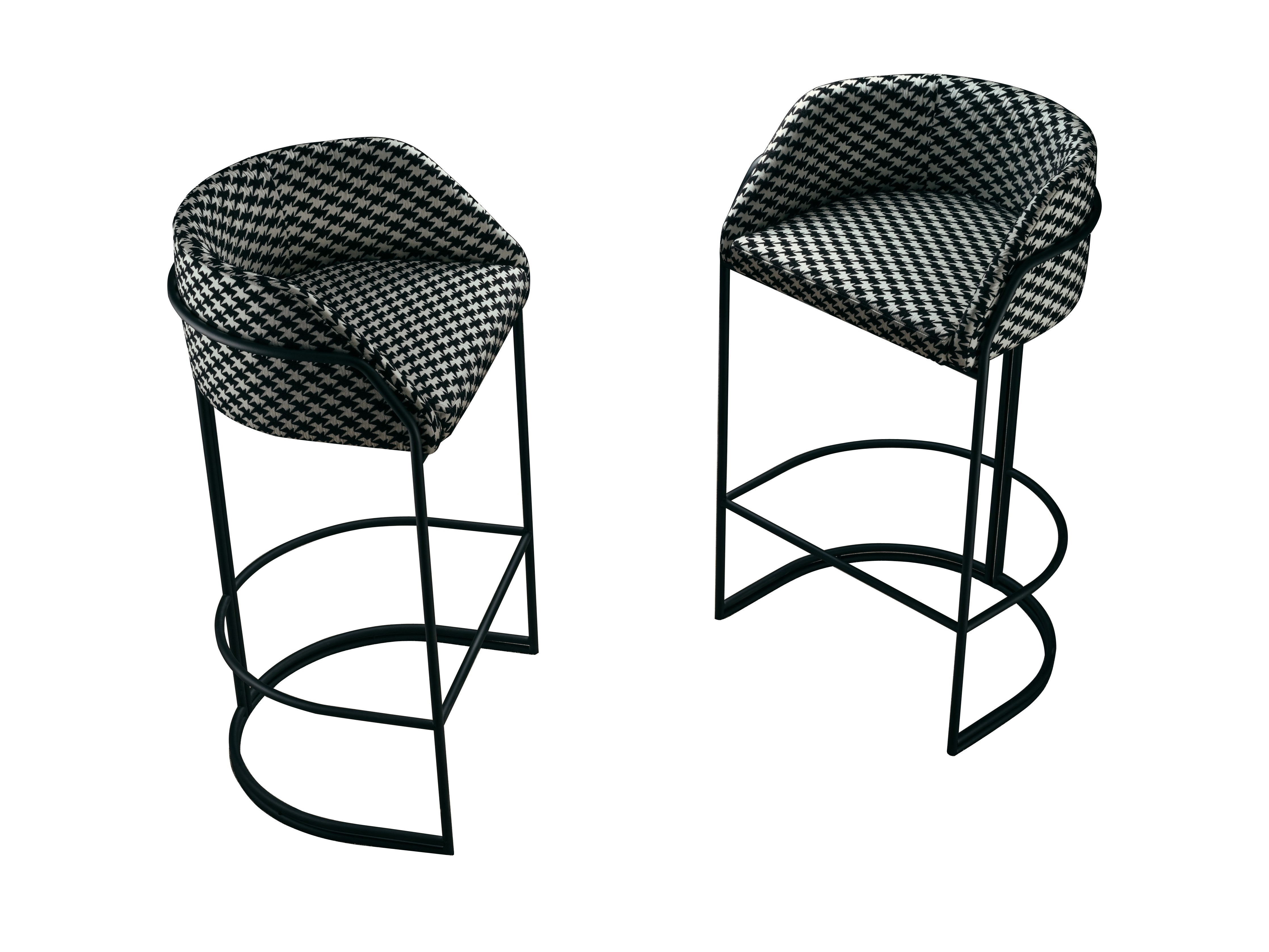Checkered Bar Stool - Modern Black/White Houndstooth Design