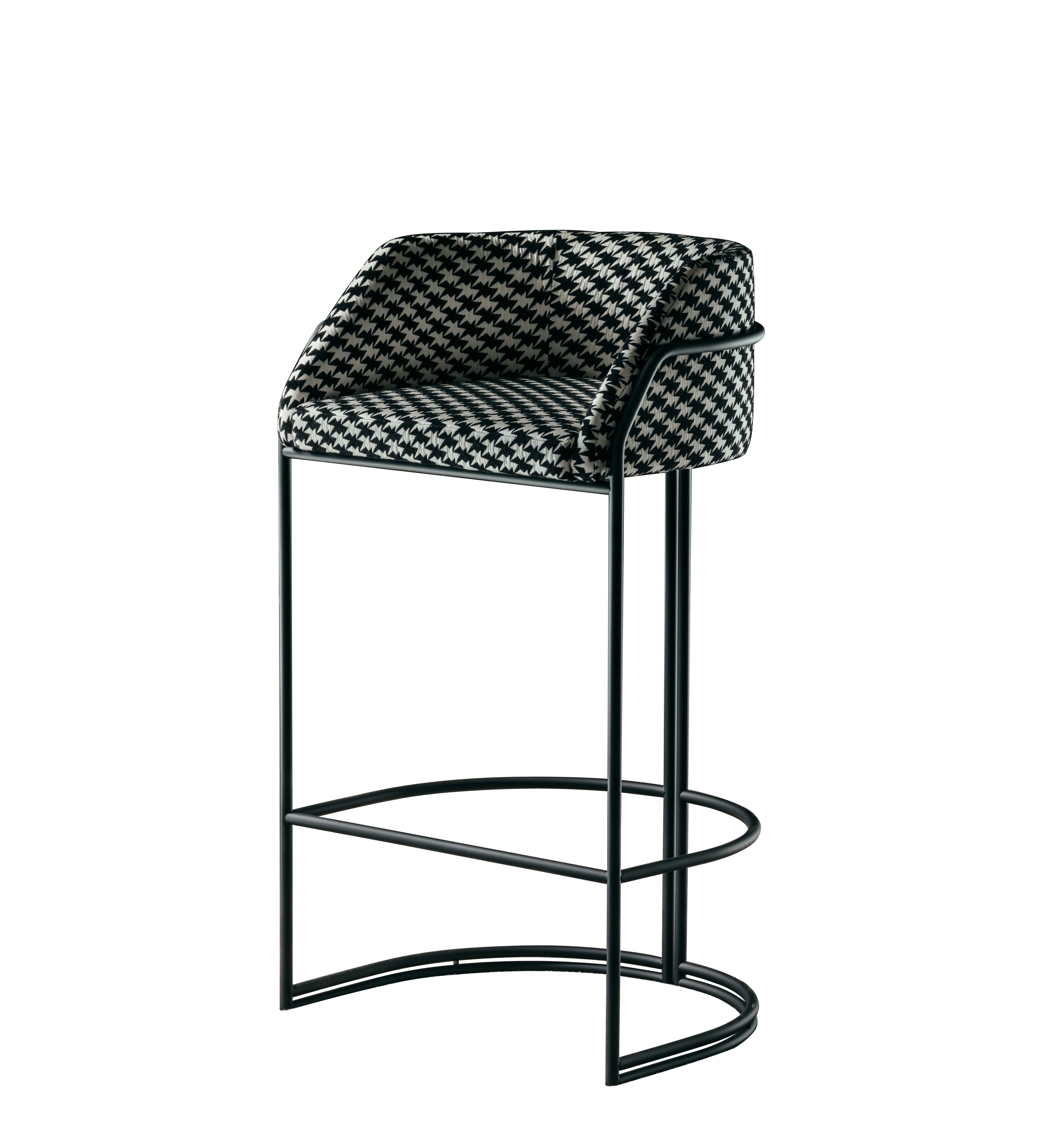 Checkered Bar Stool - Modern Black/White Houndstooth Design