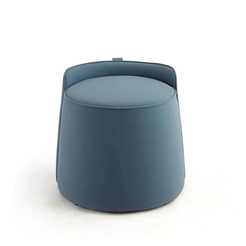 MOLLE Round Fabric Stool - Soft Blue Ottoman with Carry Handle