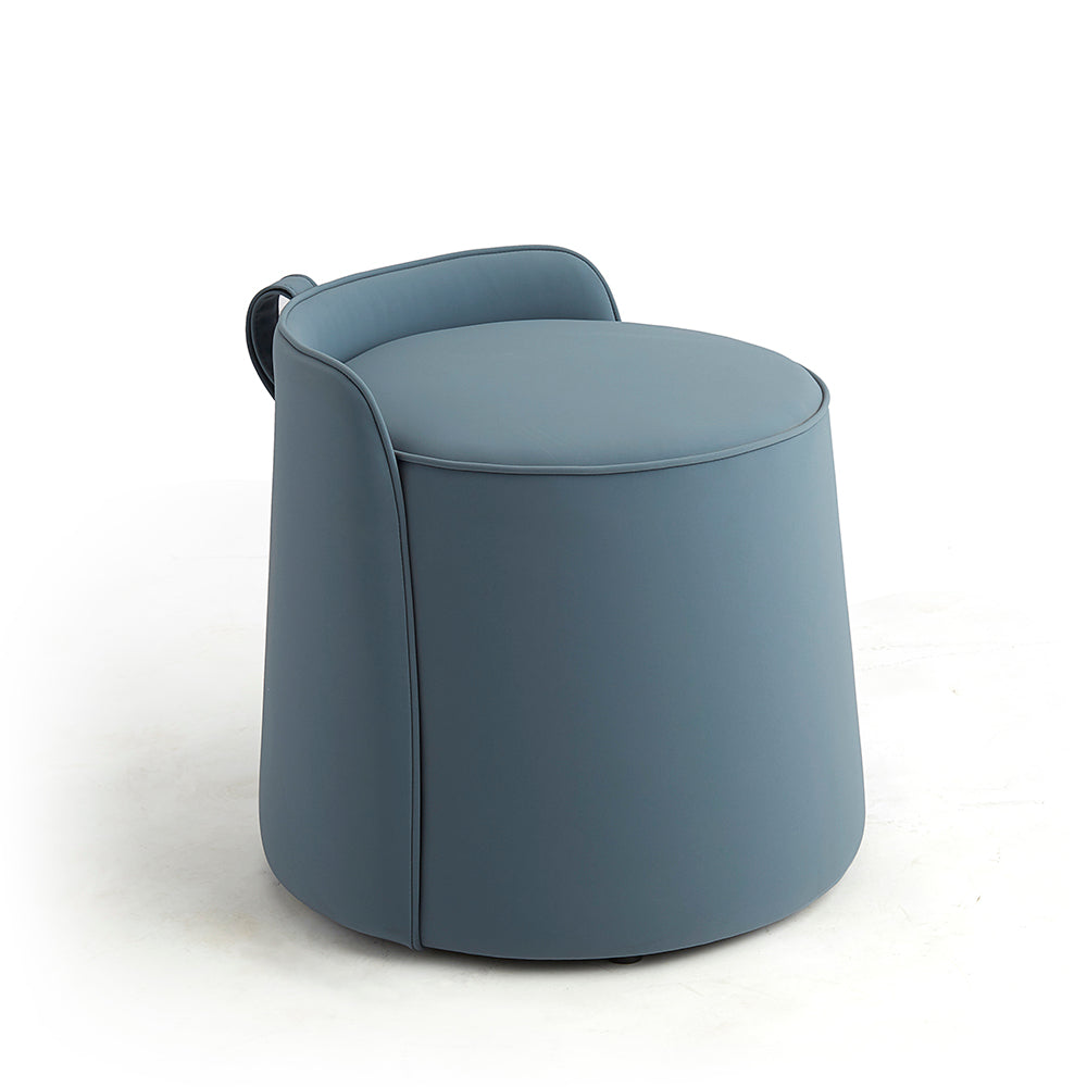 MOLLE Round Fabric Stool - Soft Blue Ottoman with Carry Handle