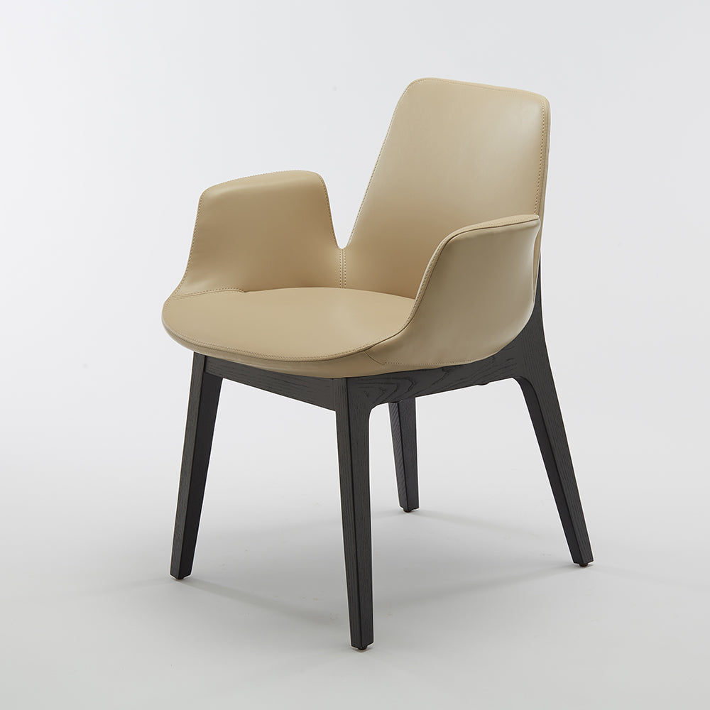 Modern Solid Wood Frame Chair – Soft Gray Upholstered Seat & Backrest – Minimalist Scandinavian Lounge Chair for Living Room & Office