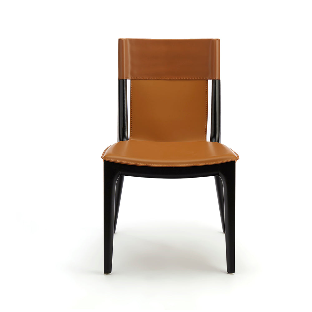 Modern Saddle Leather Chair – Contemporary Office & Dining Chair with Genuine Leather Seat"