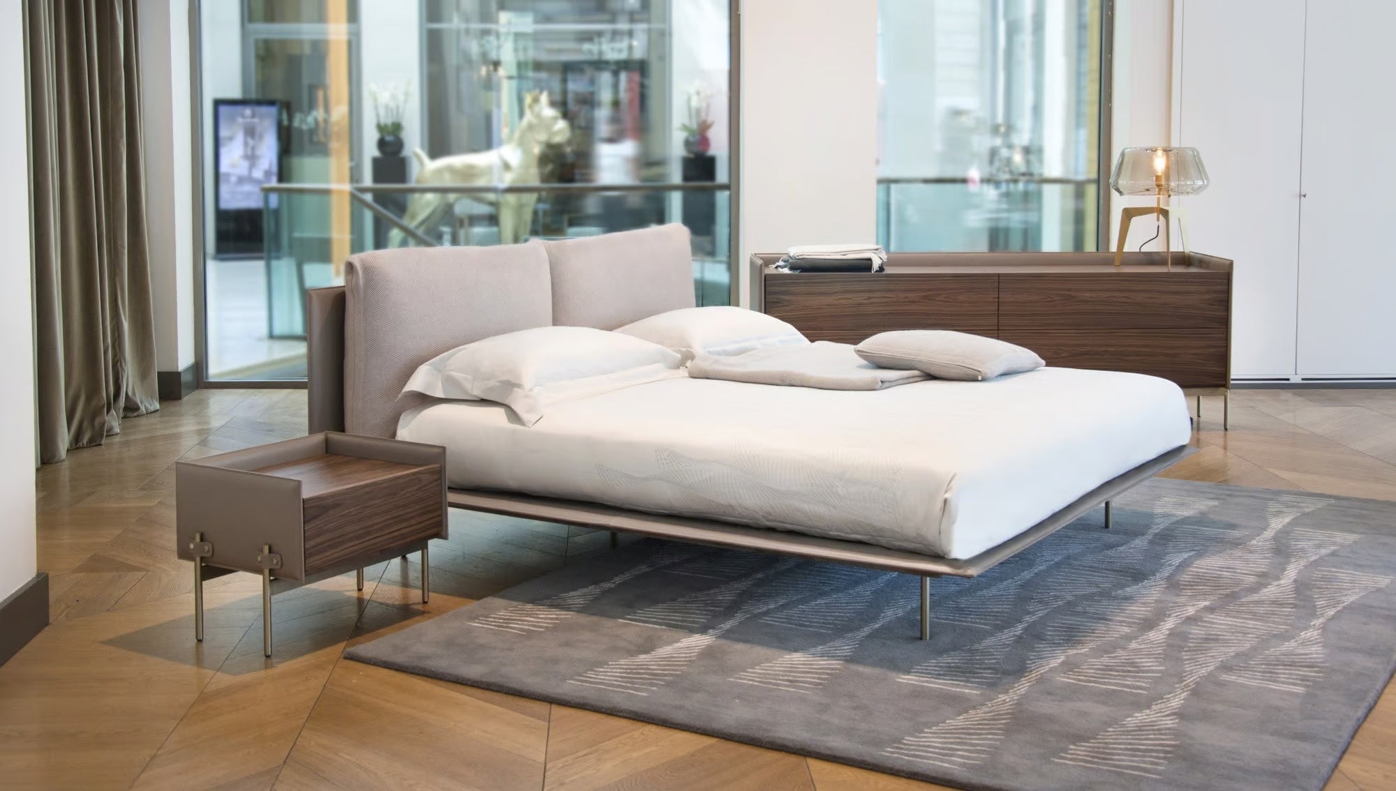 Modern Leather & Wood Nightstand