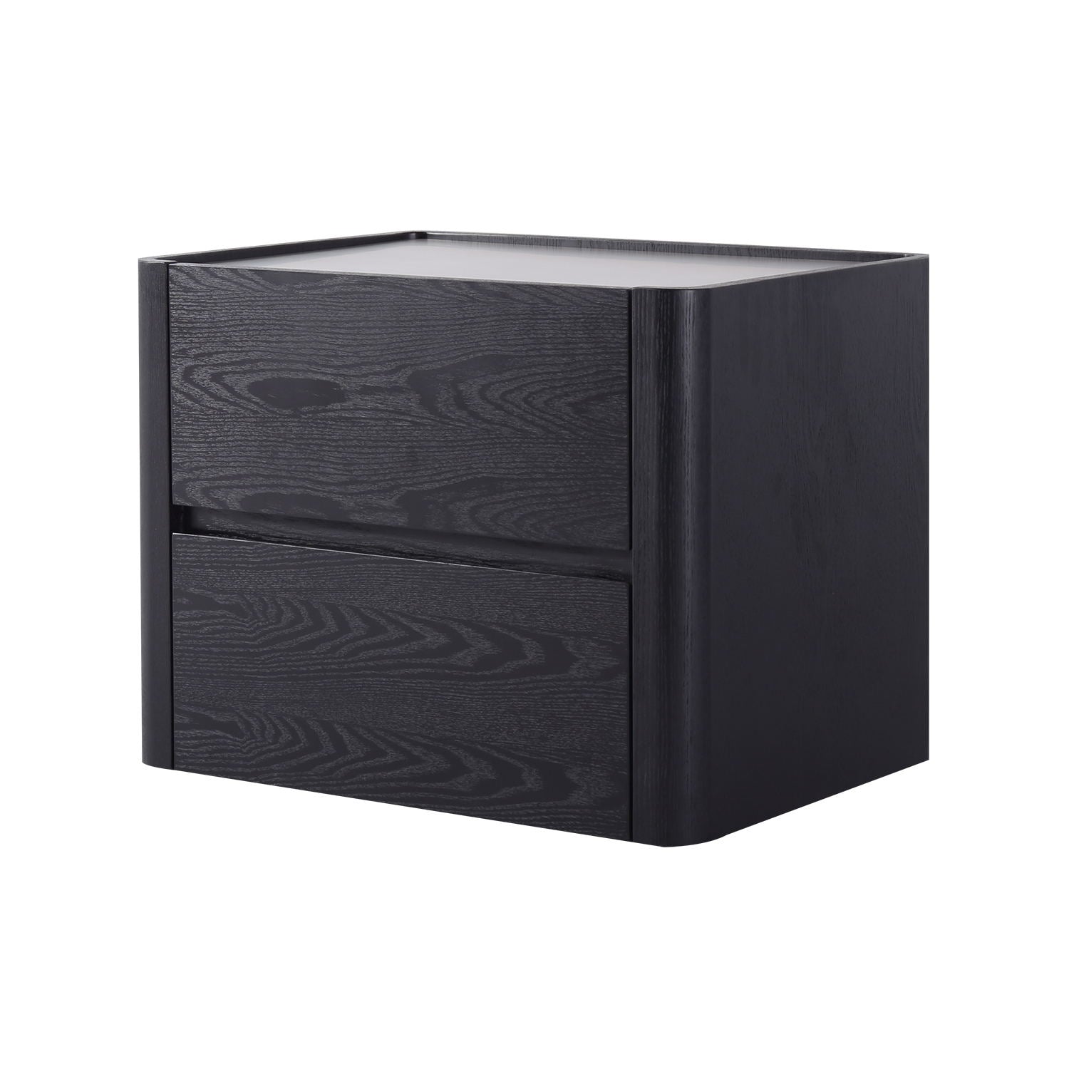 Modern Black Woodgrain Nightstand