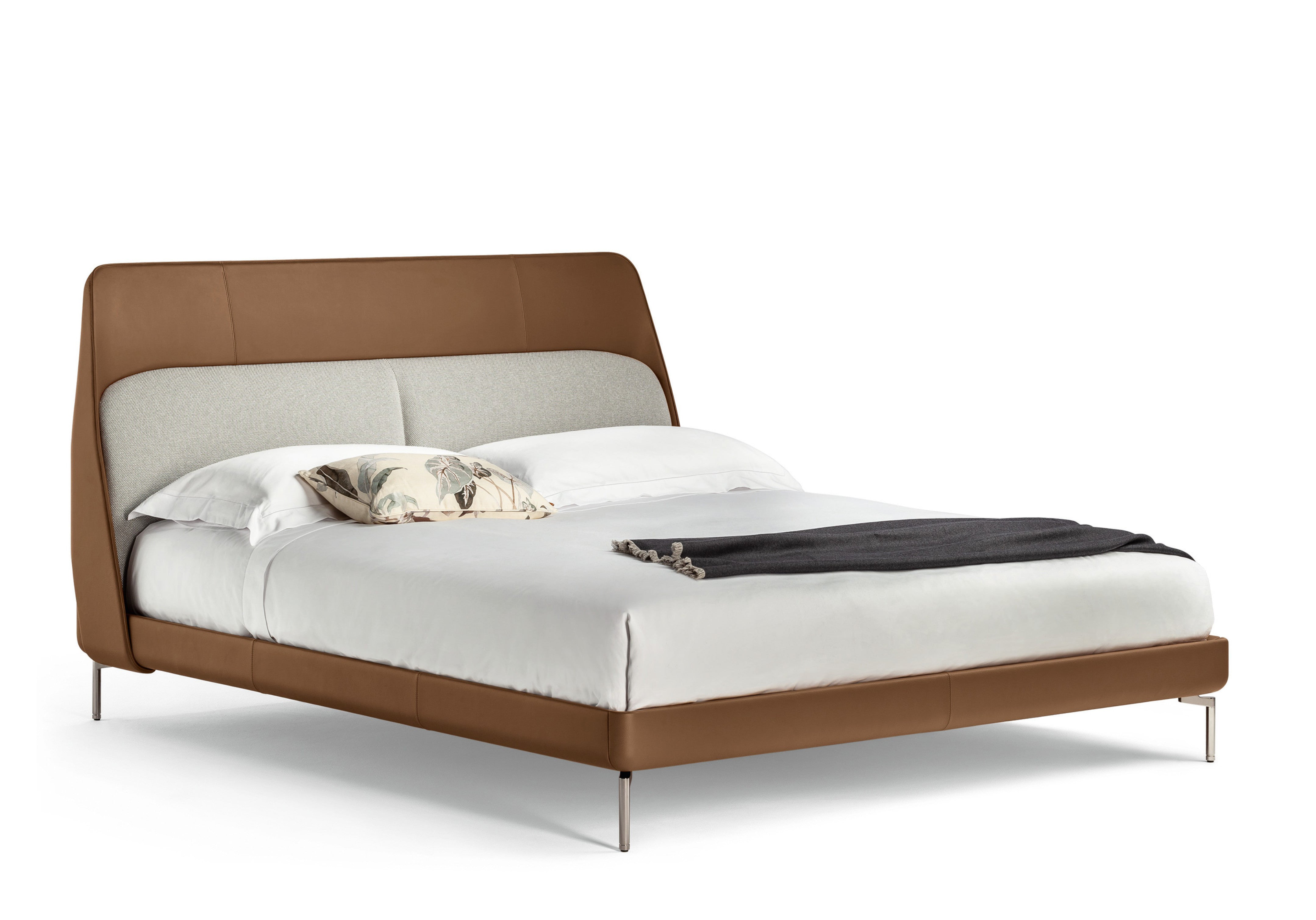 Modern Leather-Fabric Hybrid Bed