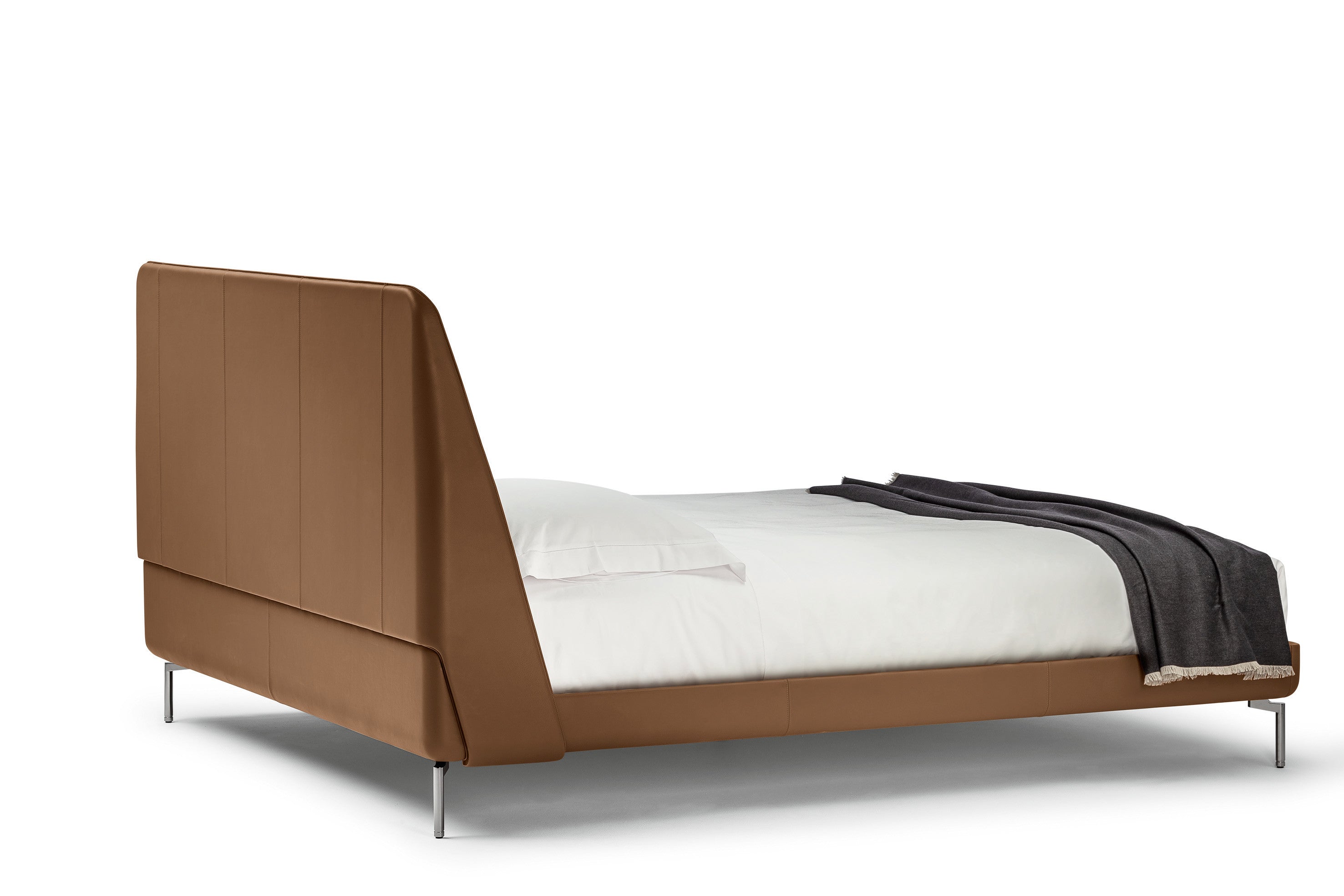 Modern Leather-Fabric Hybrid Bed