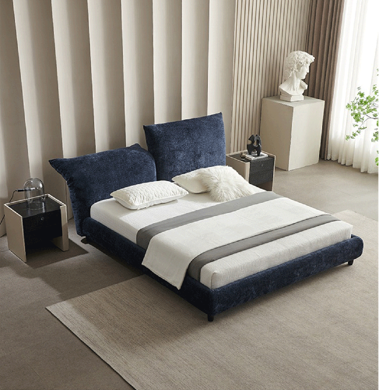 Modern Textured Upholstered Bed