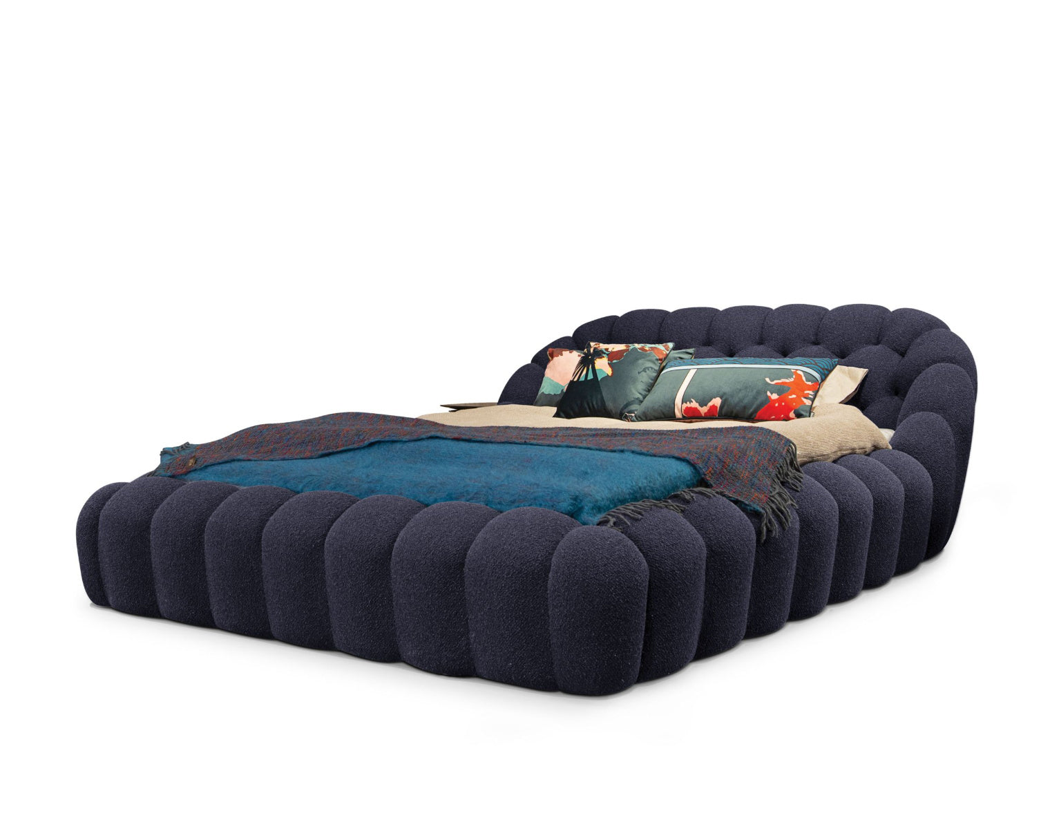 Modern Puff-Panel Upholstered Bed