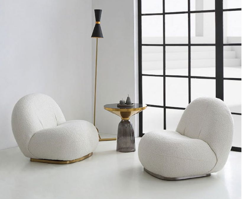 GlaciCloud Modern Accent Chair - Cloud-Like Glacier White with Geometric Base