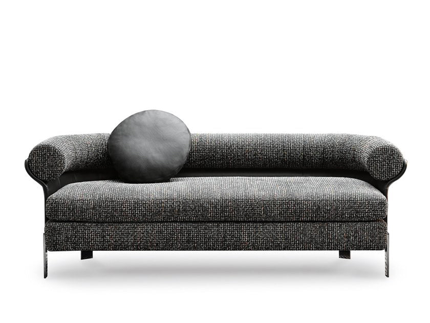 Modern Grey Tufted Daybed with Curved Upholstered Arms - Sleek Metal Leg Sofa Bed for Contemporary Living Room & Guest Space