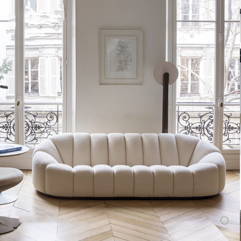 Cloud White Tufted Velvet Sofa - Plush Diamond Stitching & Rounded Modern Design for Contemporary Living Room