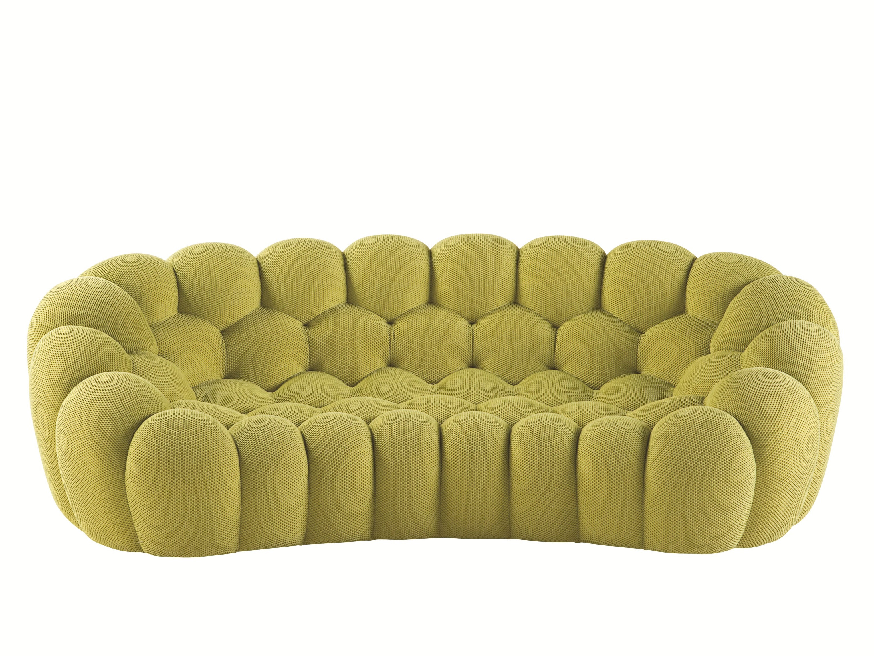 Pistachio Green Bubble-Tufted Oval Sofa - Plush Knit Fabric with Organic Curved Design | Modern Accent Statement Piece for Living Room
