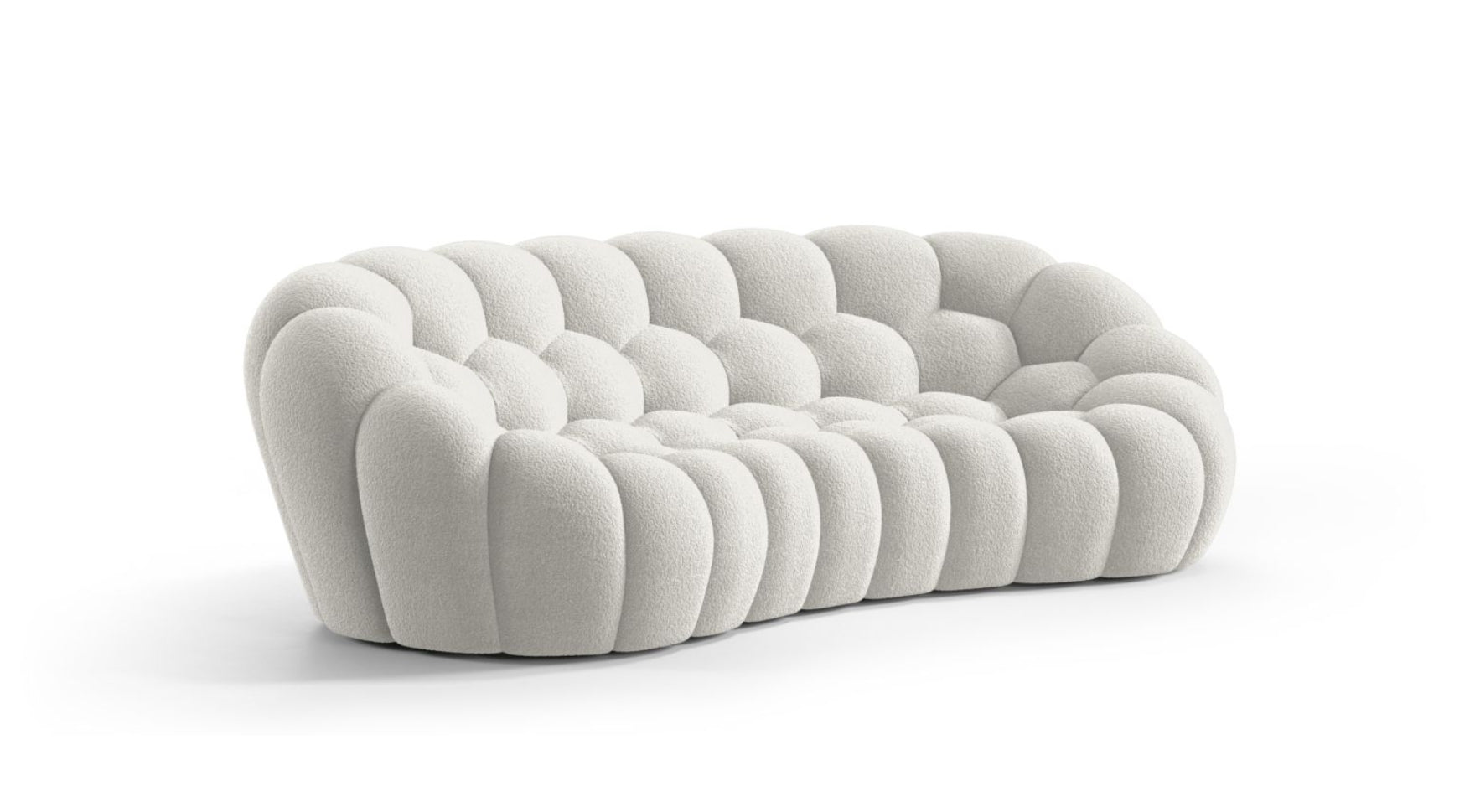 Pistachio Green Bubble-Tufted Oval Sofa - Plush Knit Fabric with Organic Curved Design | Modern Accent Statement Piece for Living Room