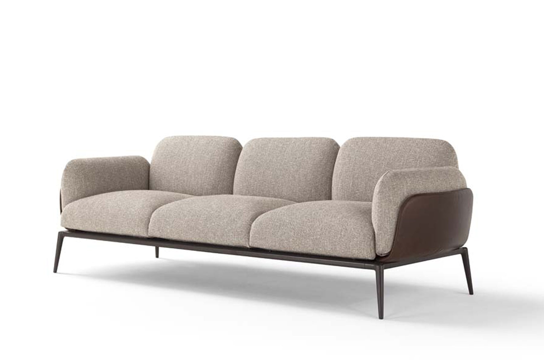 Cloud Grey Velvet 3-Seater Sofa - Plush Triple Cushion Design with Slim Matte Black Metal Legs | Space-Saving Modern Sofa for Luxury Living Room