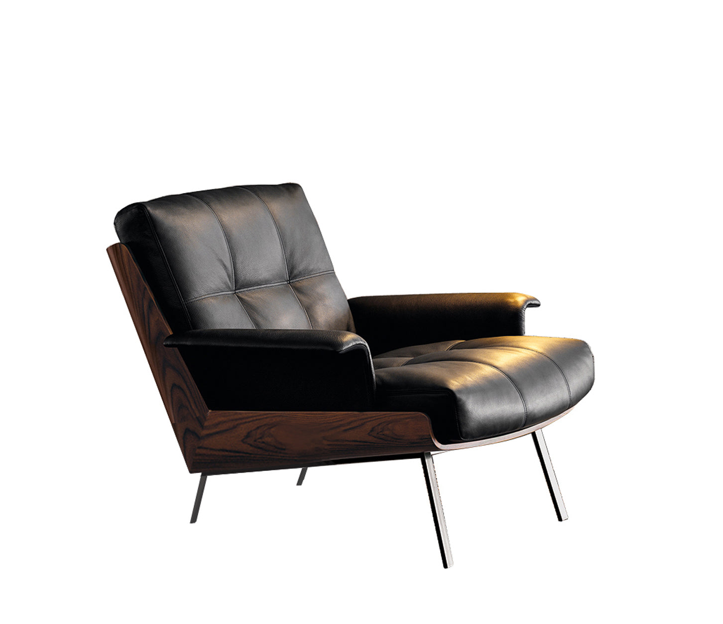 Mid-Century Inspired Lounge Chair – Cognac Grid-Upholstery with Matte Black Frame – Timeless Comfort for Modern Living