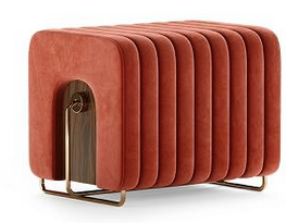 Modern Ottoman with Wooden Compartment