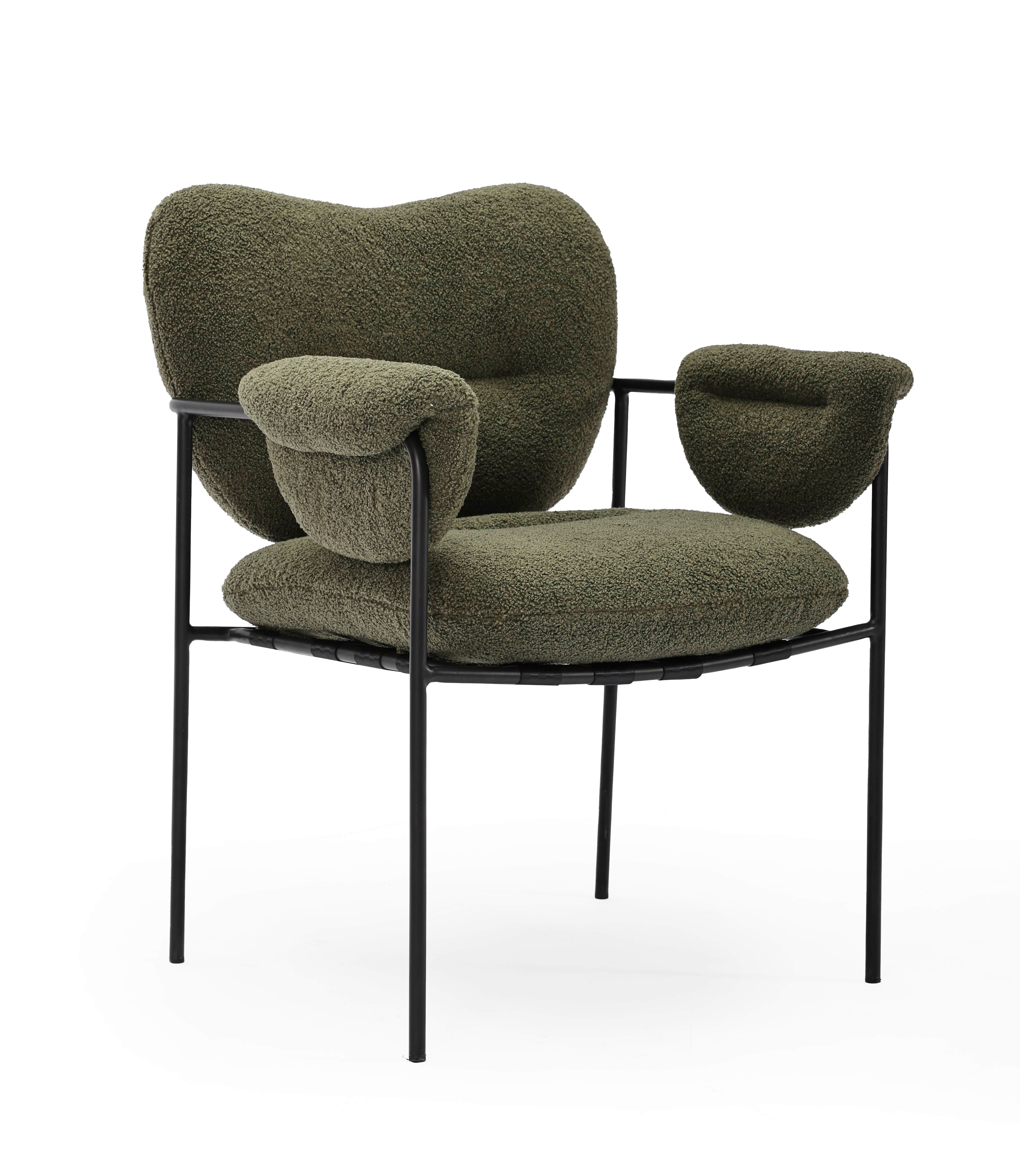 Modern Curved Armchair – Blue & White Textured Fabric with Black Tapered Base – Scandinavian Lounge Chair