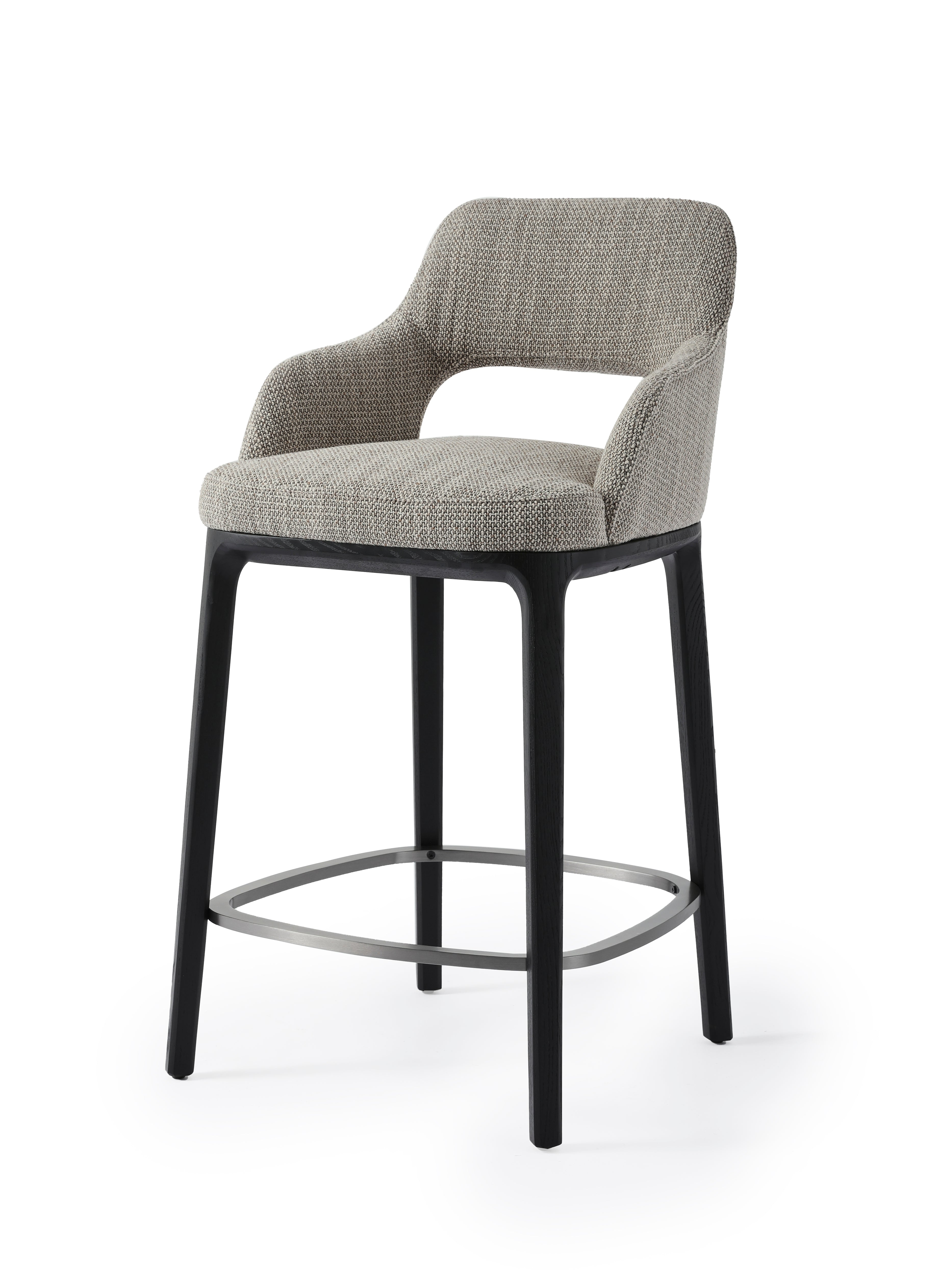 Contemporary Pub Stool – Dark Green Faux Leather with Metal-Accented Wood Legs