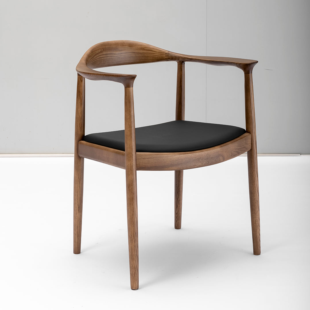 Modern Bentwood Armchair - Natural Ash Frame with Black Fabric Seat