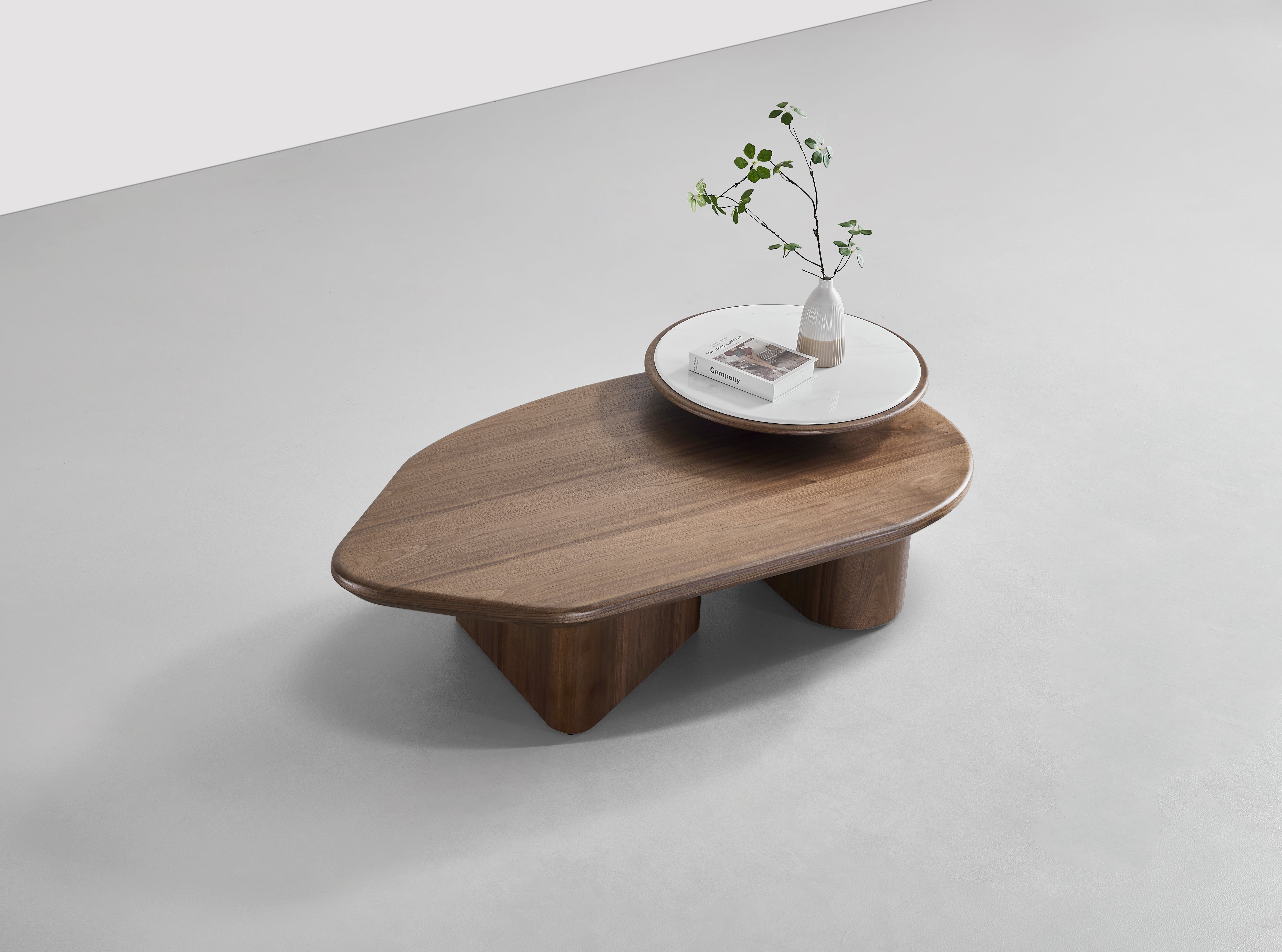 Eclipse Artisanal Coffee Table | Walnut & Marble-Tex Fusion