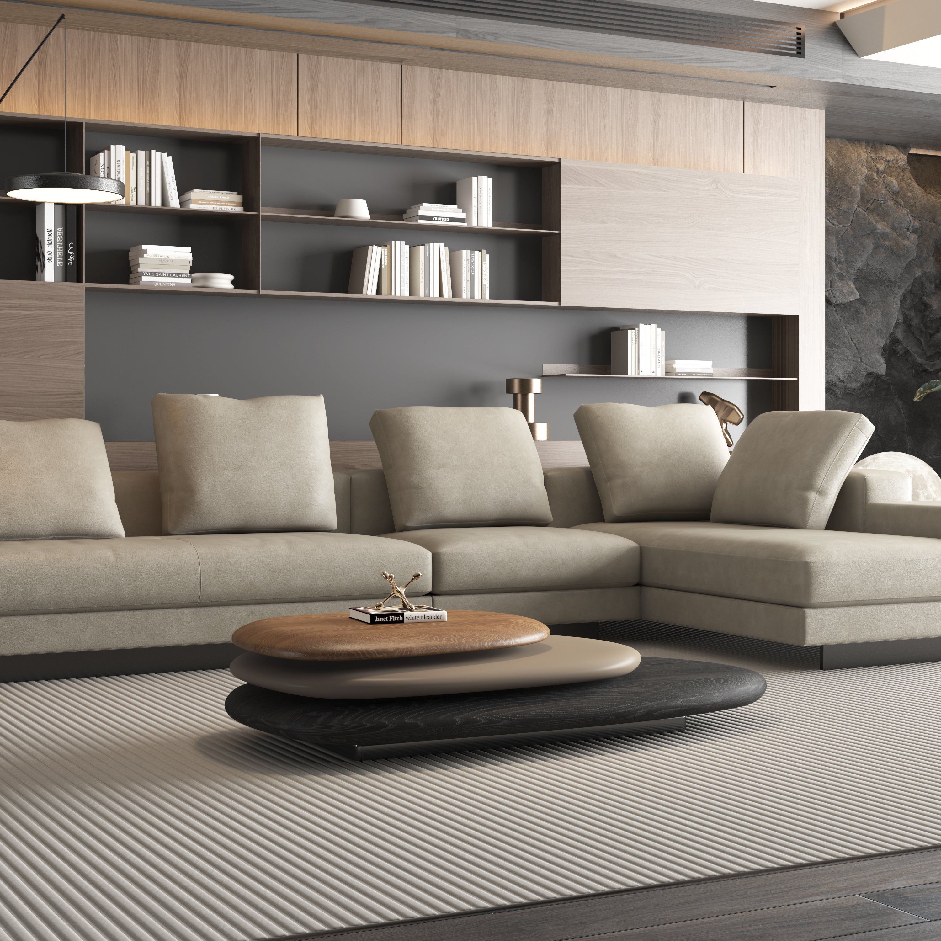 Designer functional coffee table, swivelling