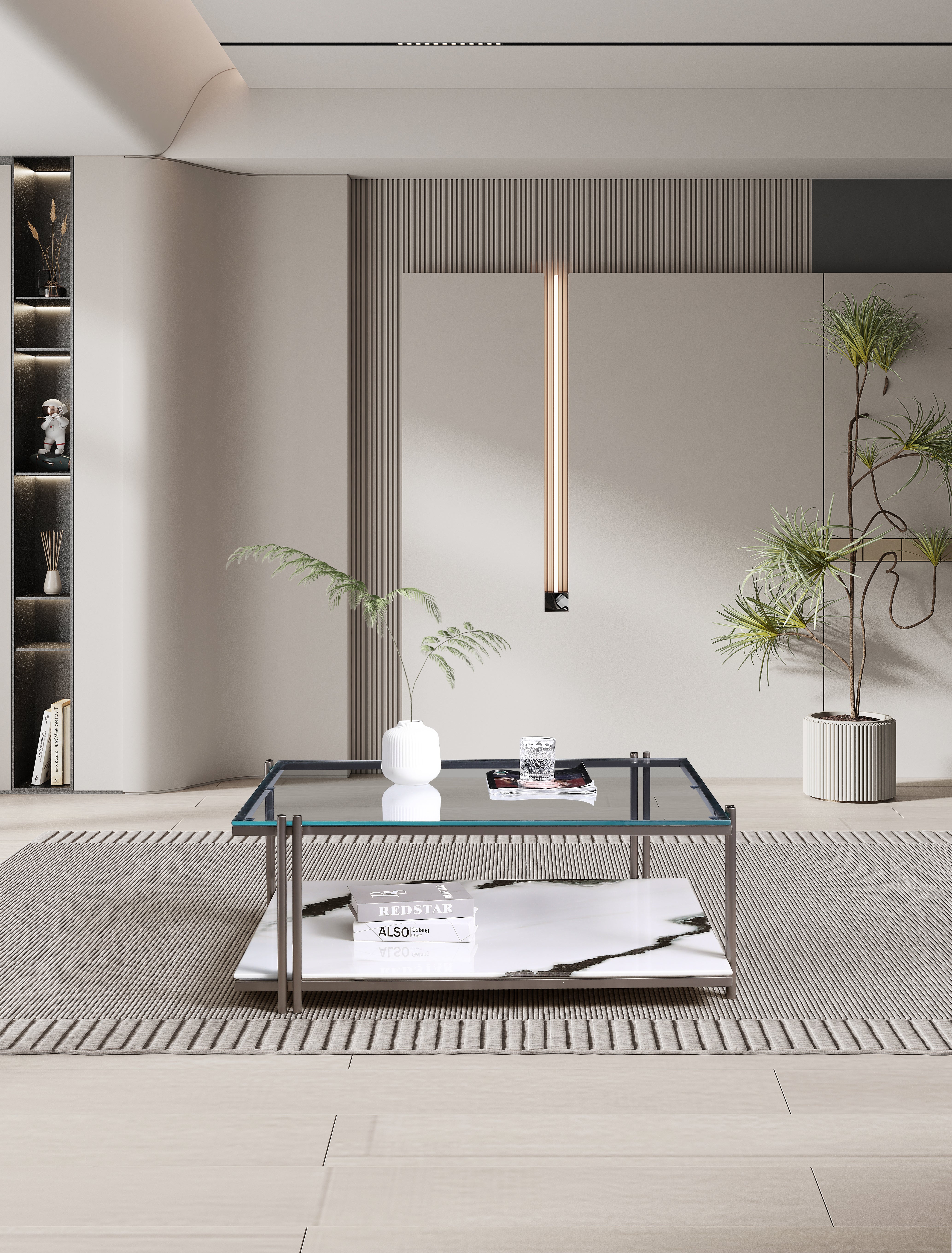 Contemporary Tri-Material Coffee Table