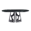 Urban Elegance Dining Table: Stainless Steel Base with Marble Top