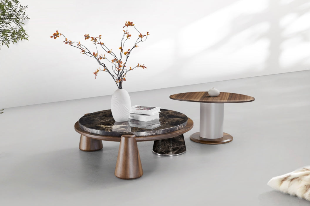 Modern Marble & Wood Grain Coffee Tables | Industrial-Meets-Organic Design