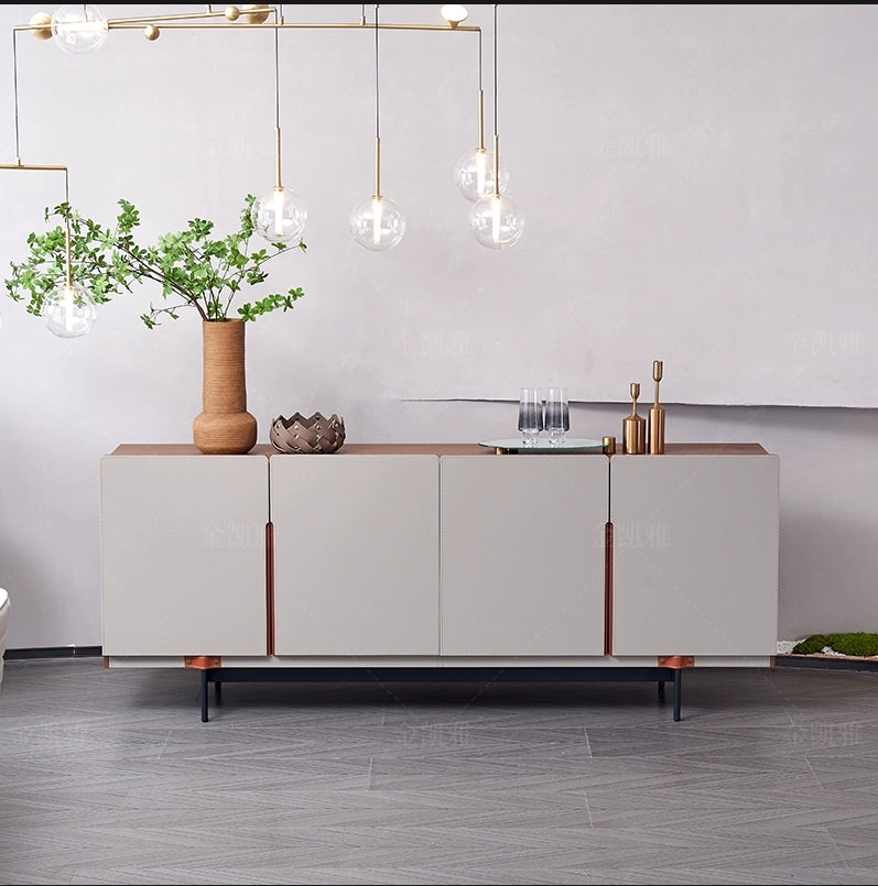 Designer Italian Minimalist Saddle Leather Sideboard