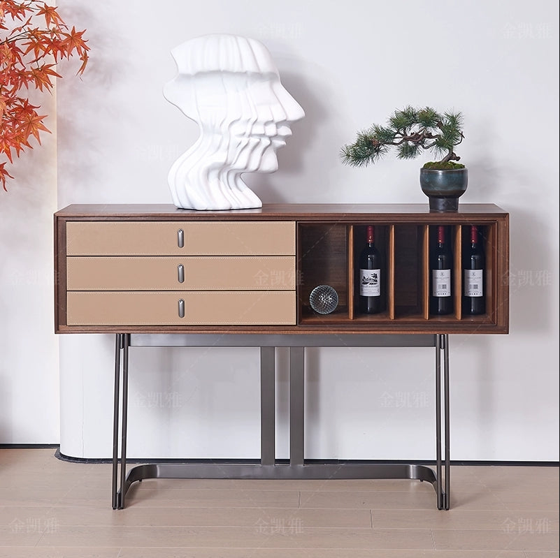 Modern Minimalist Living Room Entry Hallway Saddle Leather Entryway Table