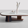 Orion Modern Sculptural Coffee Table | Marble & Walnut Contrast