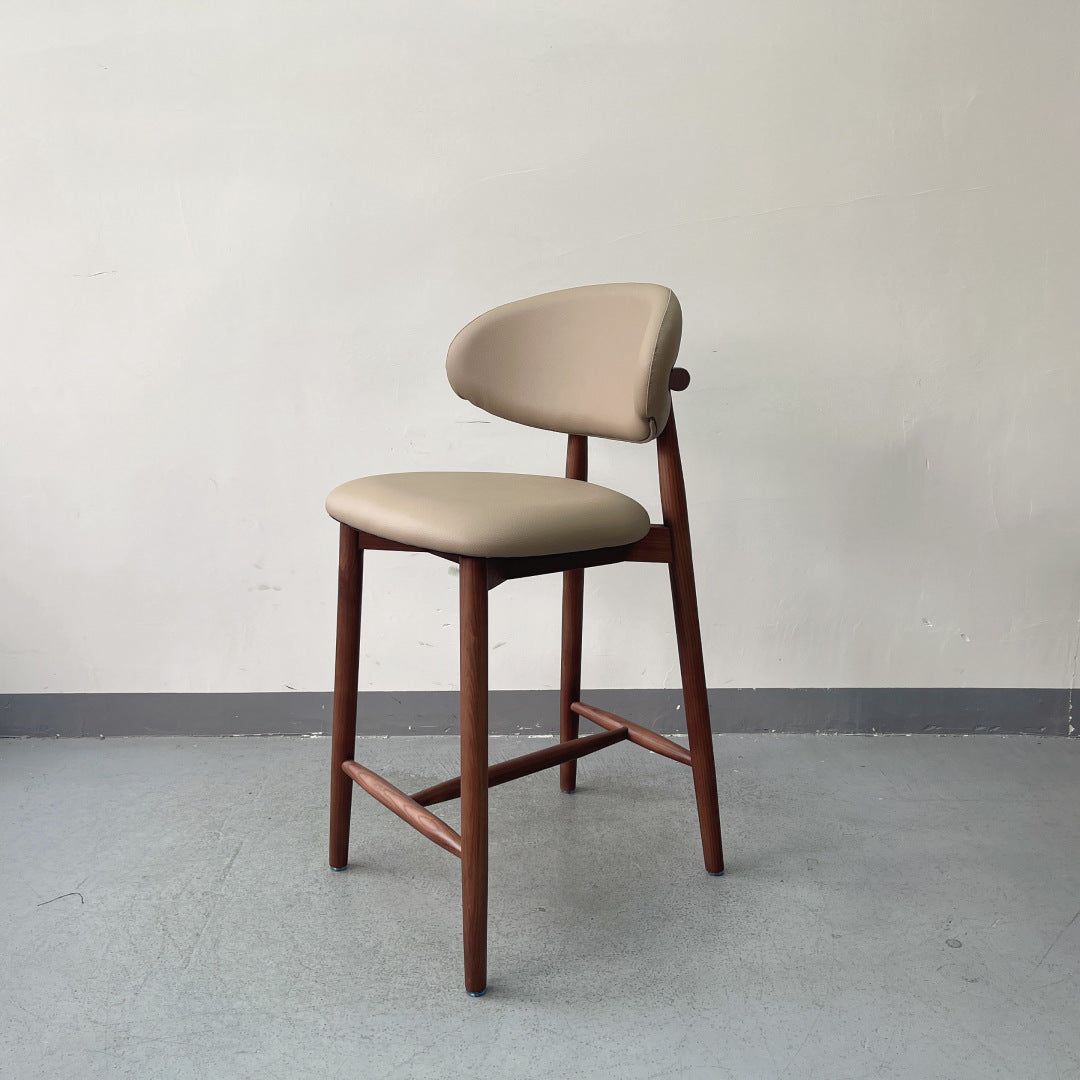 Solid Wood Frame Leather Barstool