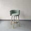 Modern Teal Blue Bar Stool Upholstery with Ergonomic Curved Backrest
