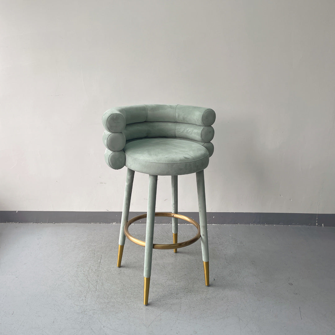 Modern Teal Blue Bar Stool Upholstery with Ergonomic Curved Backrest