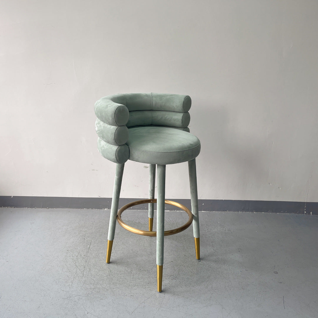 Modern Teal Blue Bar Stool Upholstery with Ergonomic Curved Backrest