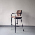 Modern Powder-Coated Metal Bar Stool – Padded Seat with Soft Cushioned Backrest