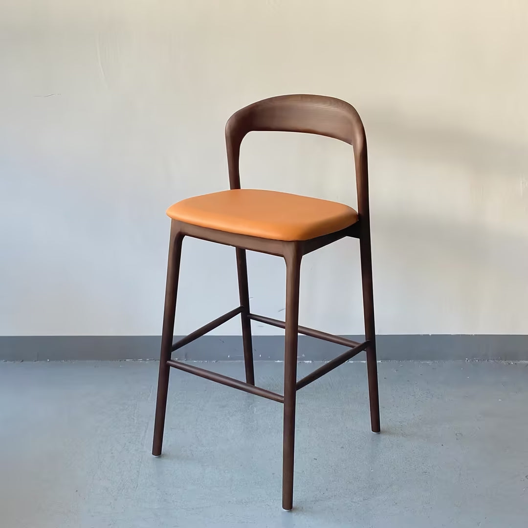 Durable Barstool-Solid Wood Frame with Cushioned Seat – Scandinavian Style Counter Height Chair for Kitchen & Cafe