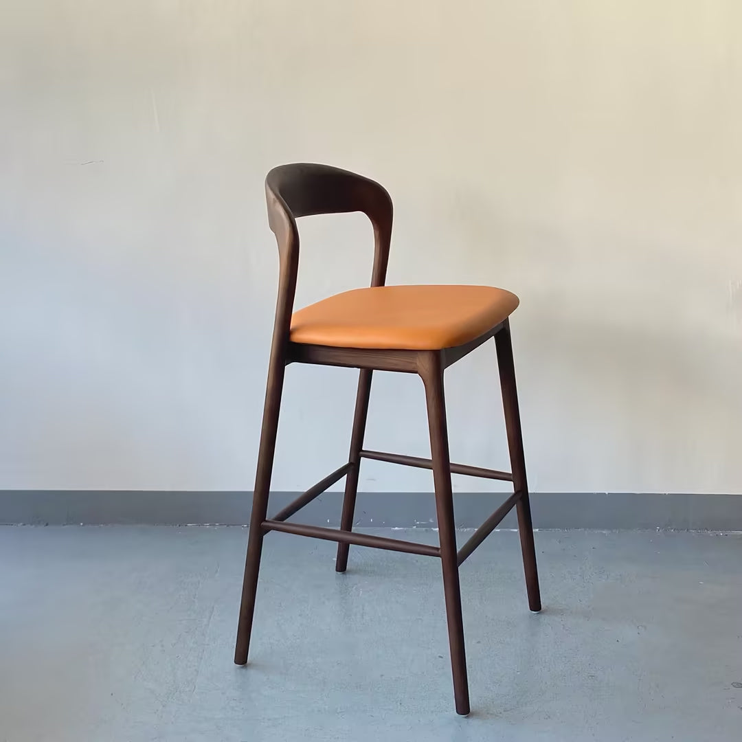 Durable Barstool-Solid Wood Frame with Cushioned Seat – Scandinavian Style Counter Height Chair for Kitchen & Cafe